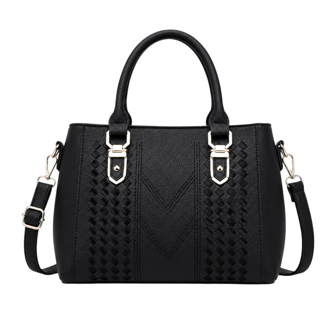 Tottic Black Leather Casual Shoulder Bag Women