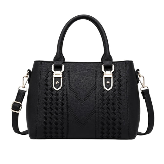 Tottic Black Leather Casual Shoulder Bag Women