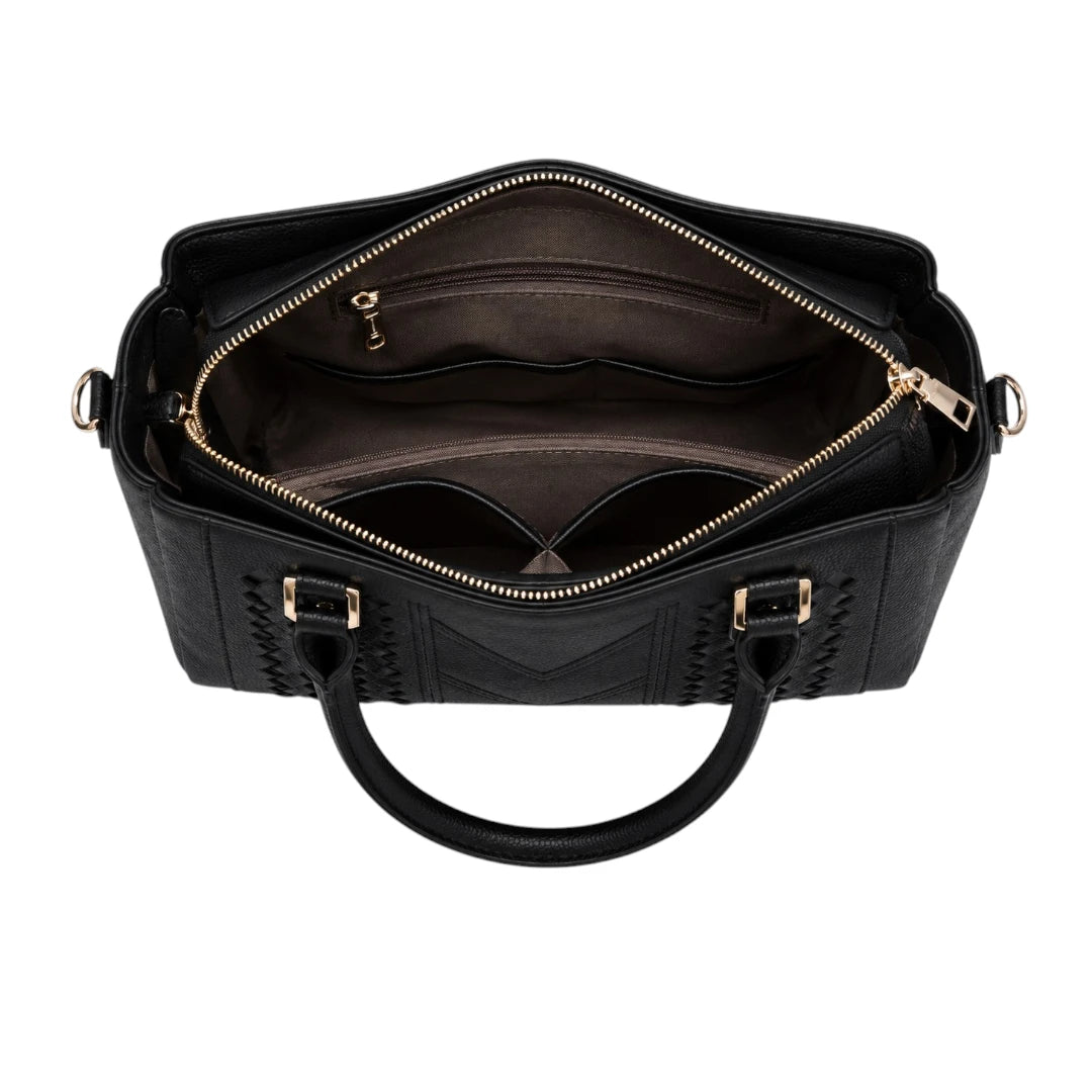 Tottic Black Leather Casual Shoulder Bag Women