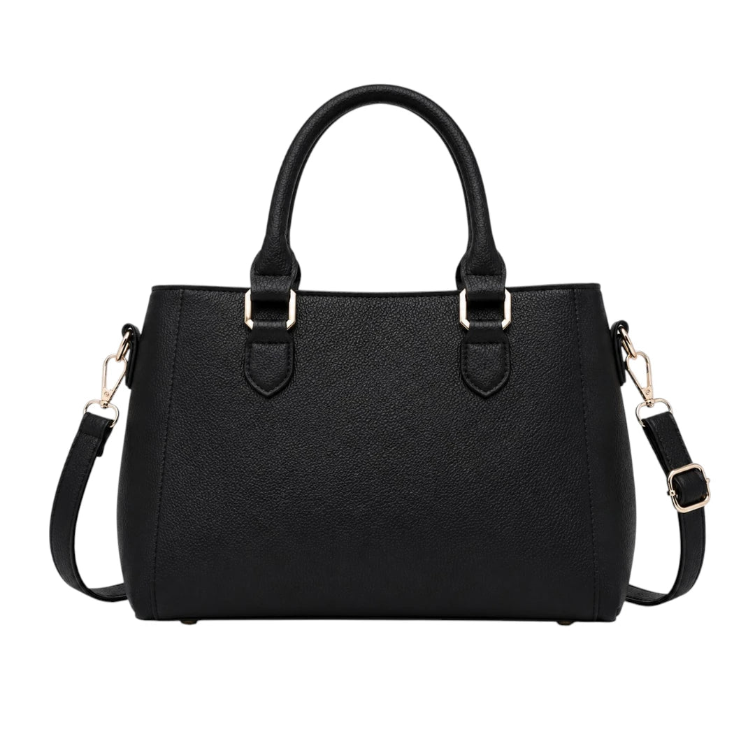 Tottic Black Leather Casual Shoulder Bag Women