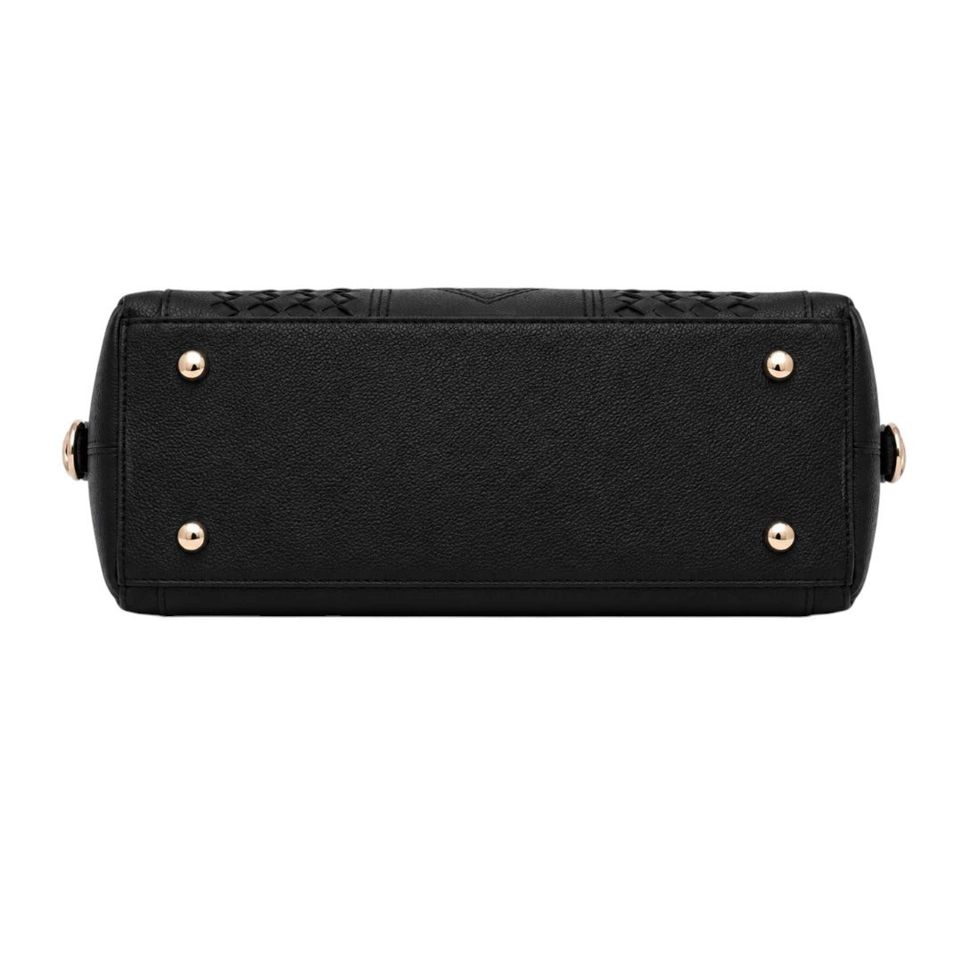 Tottic Black Leather Casual Shoulder Bag Women