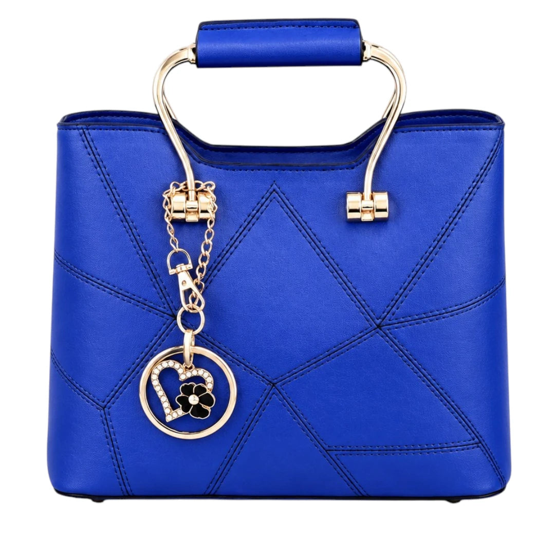 Tottic Blue Leather Organizer Handbag For Women