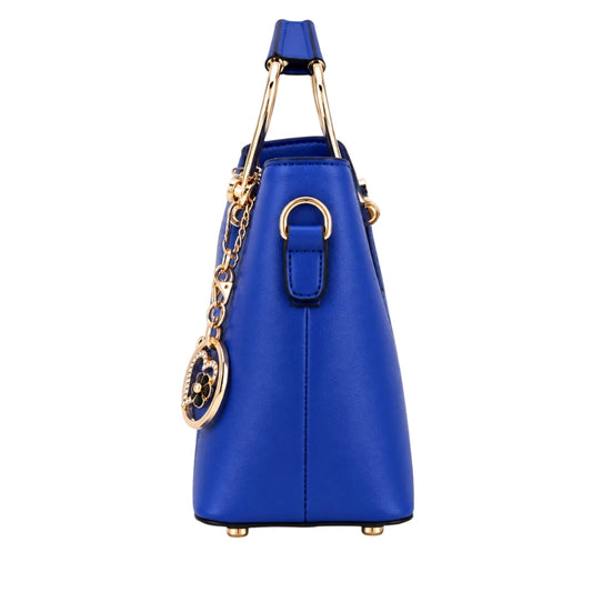 Tottic Blue Leather Organizer Handbag For Women