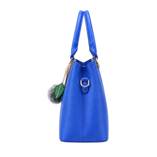 Tottic Blue Leather Organizer Handbag For Women