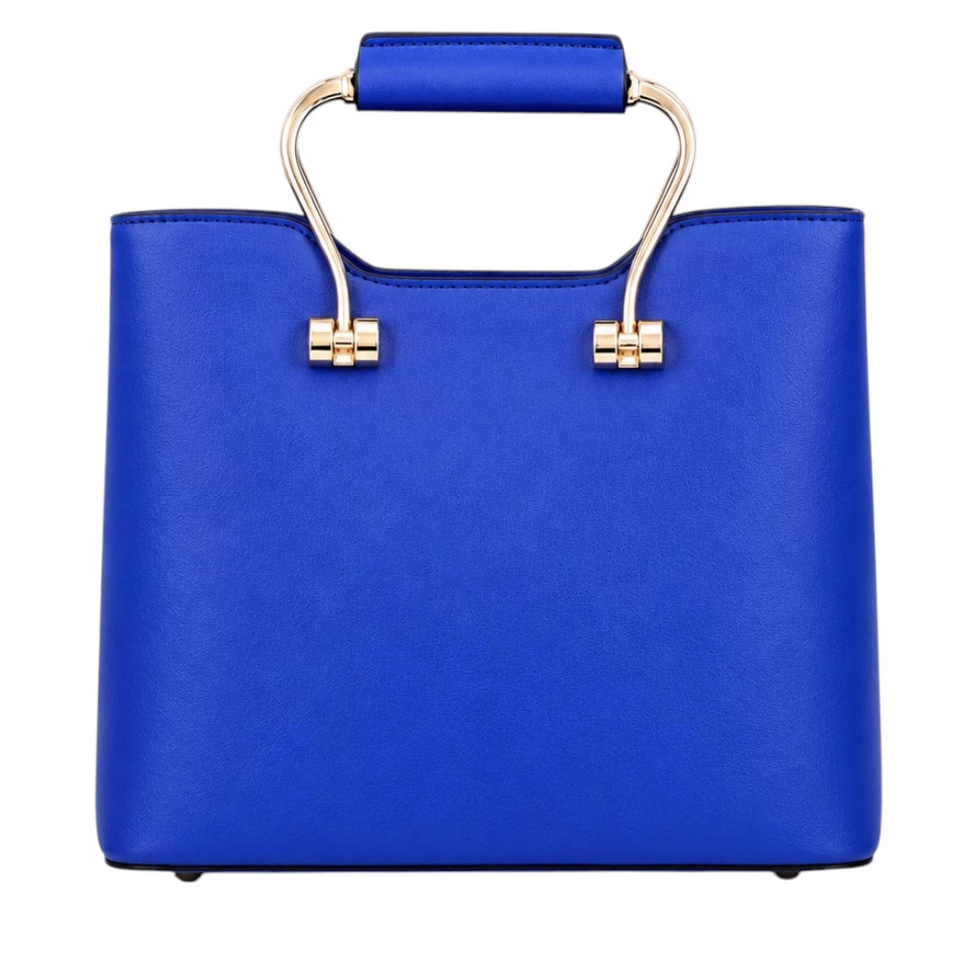 Tottic Blue Leather Organizer Handbag For Women