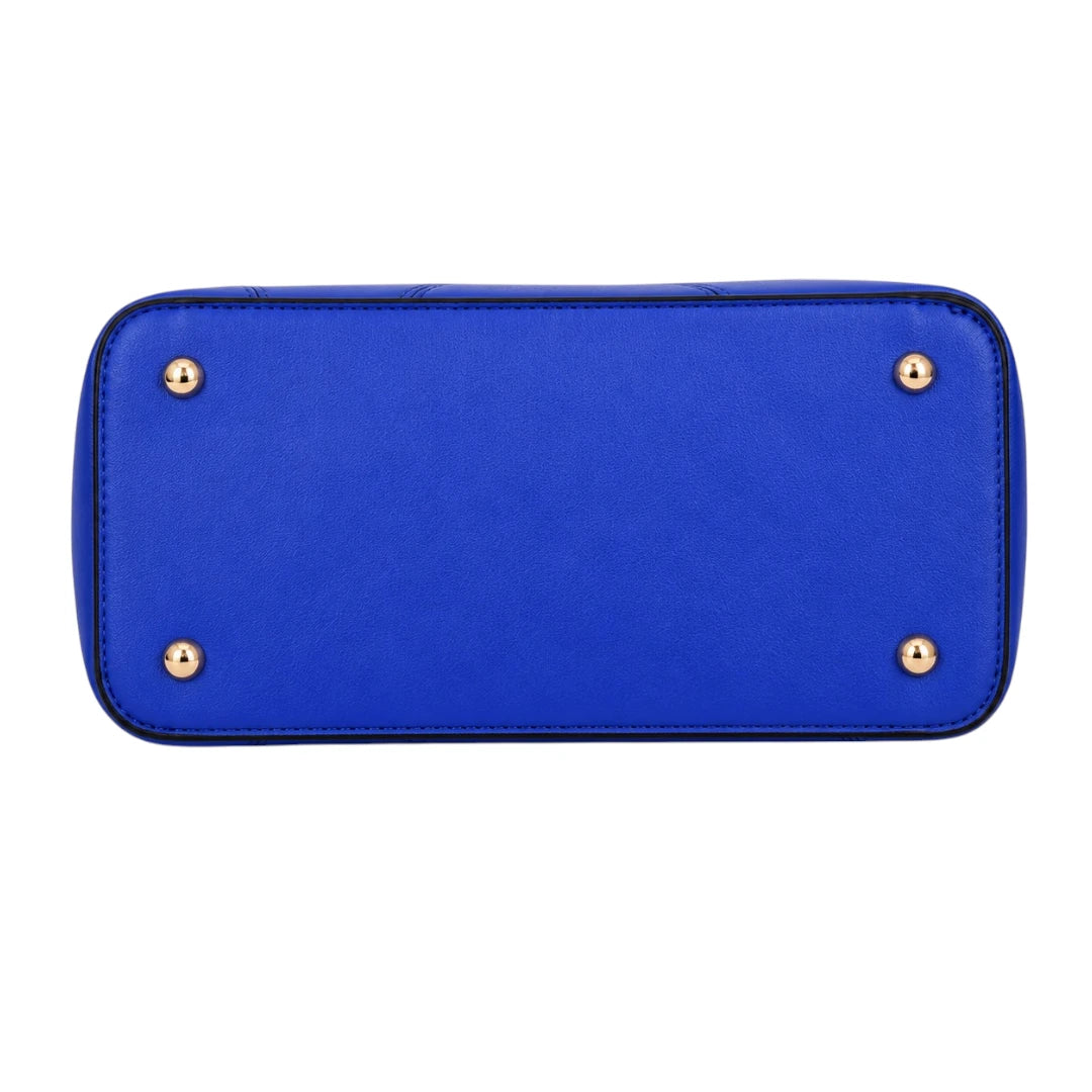 Tottic Blue Leather Organizer Handbag For Women