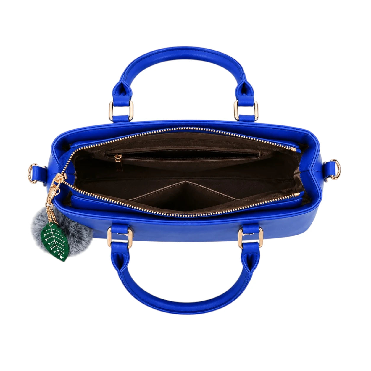 Tottic Blue Leather Organizer Handbag For Women