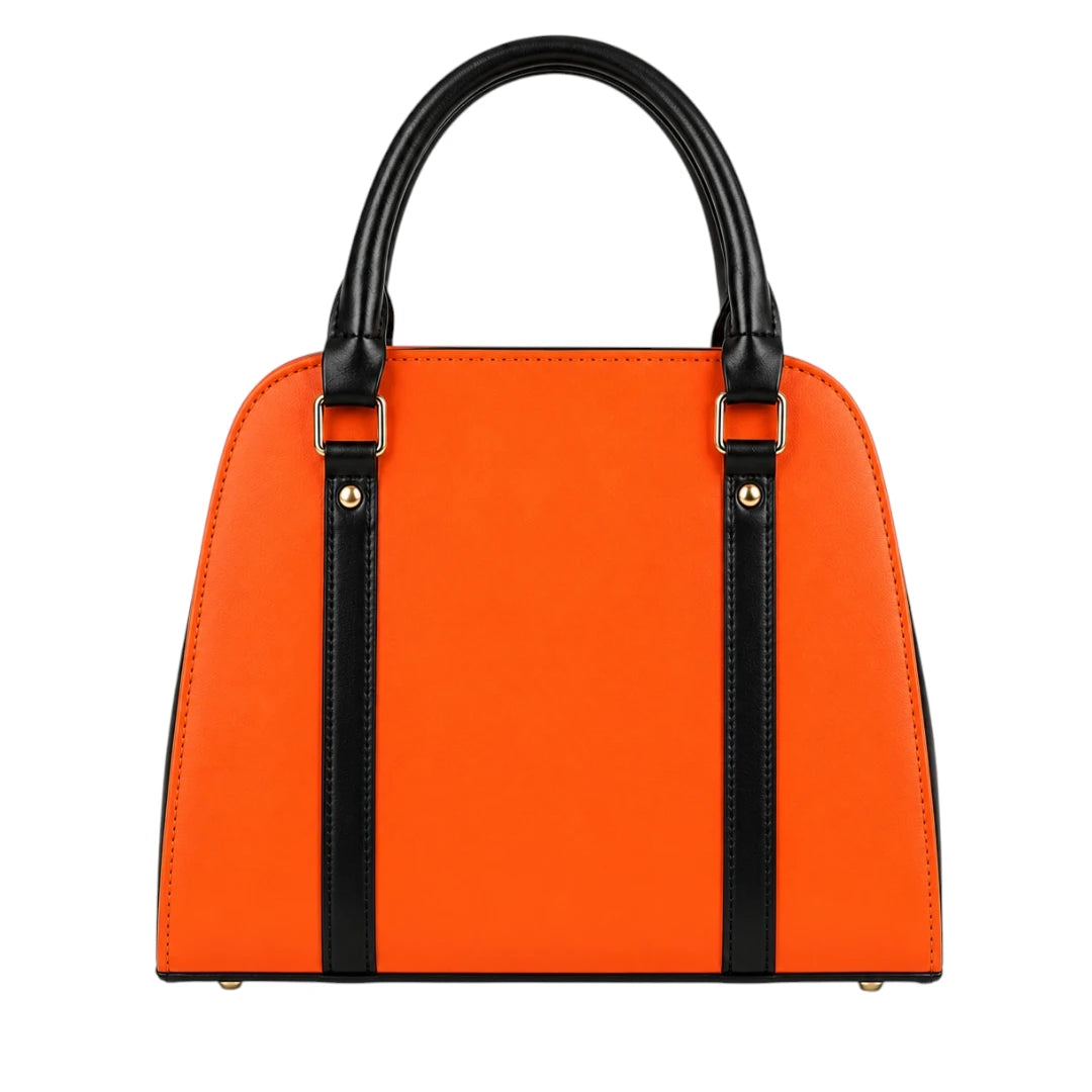Tottic Orange Top Handle Leather Handbag For Women