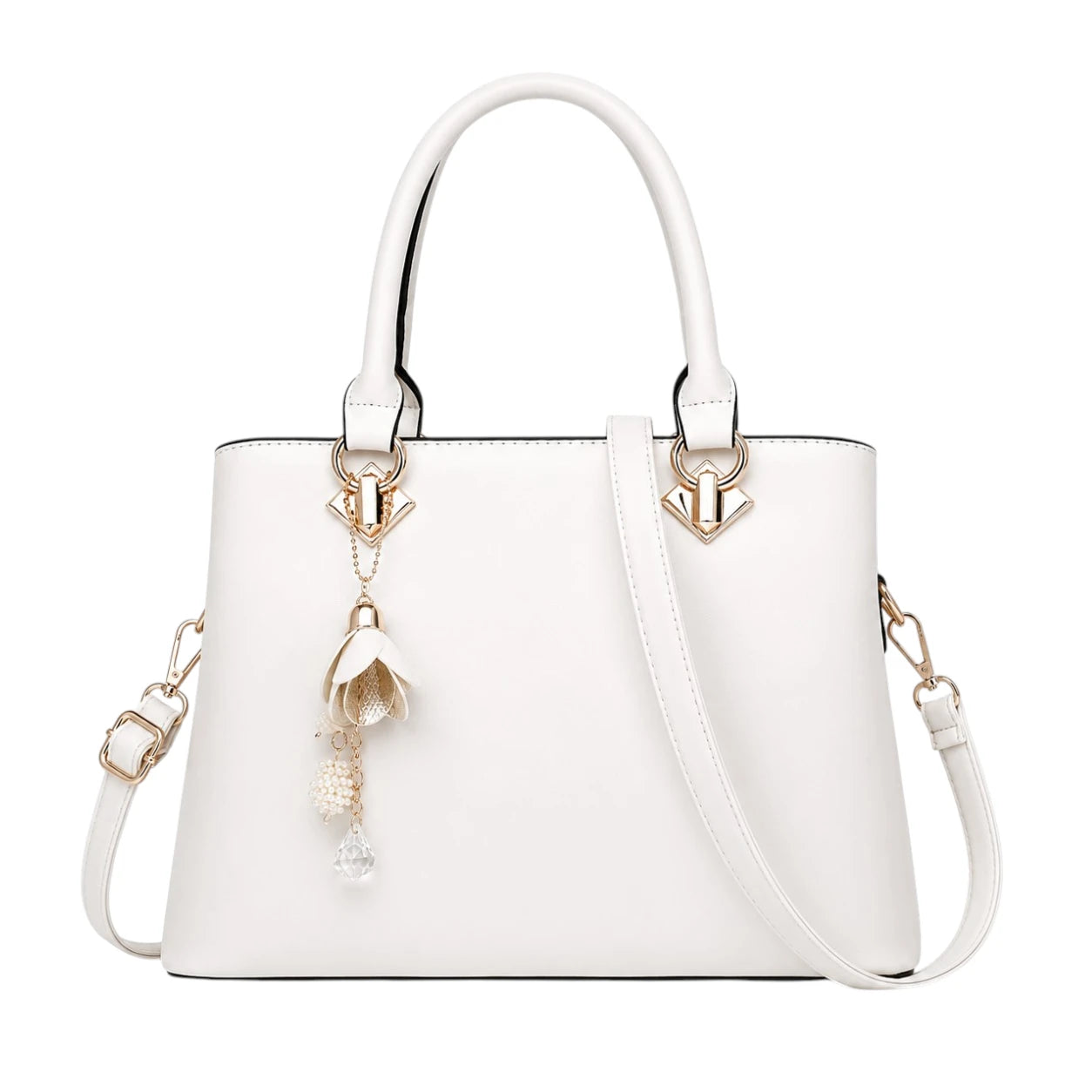 Tottic White Leather Shoulder Bag For Everyday Essentials